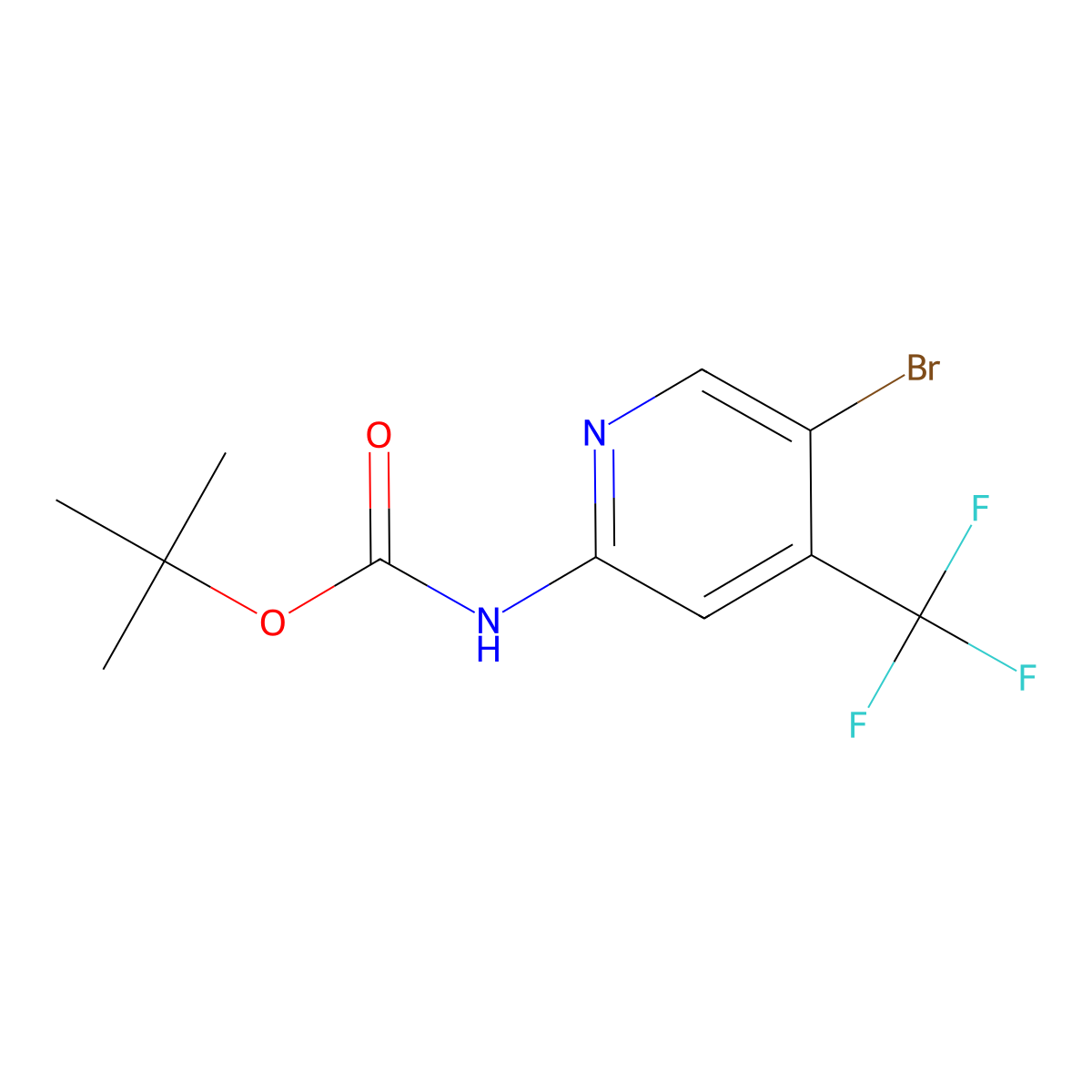 Tert-butyl (5-bromo-4-(trifluoromethyl)pyridin-2-YL)carbamate molecular structure, CAS 1542268-23-4