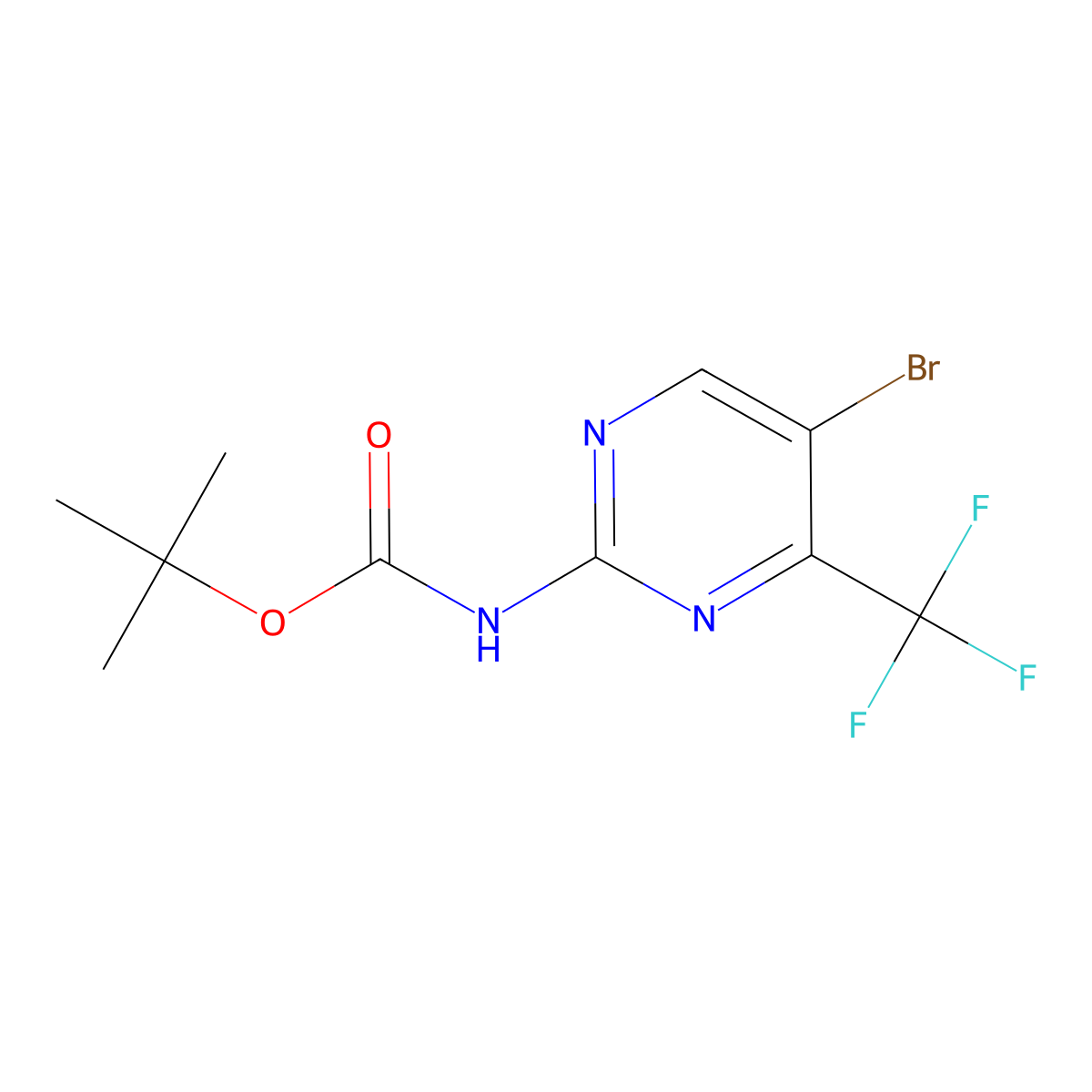 tert-butyl N-[5-bromo-4-(trifluoromethyl)pyrimidin-2-yl]carbamate molecular structure, CAS 1542268-25-6