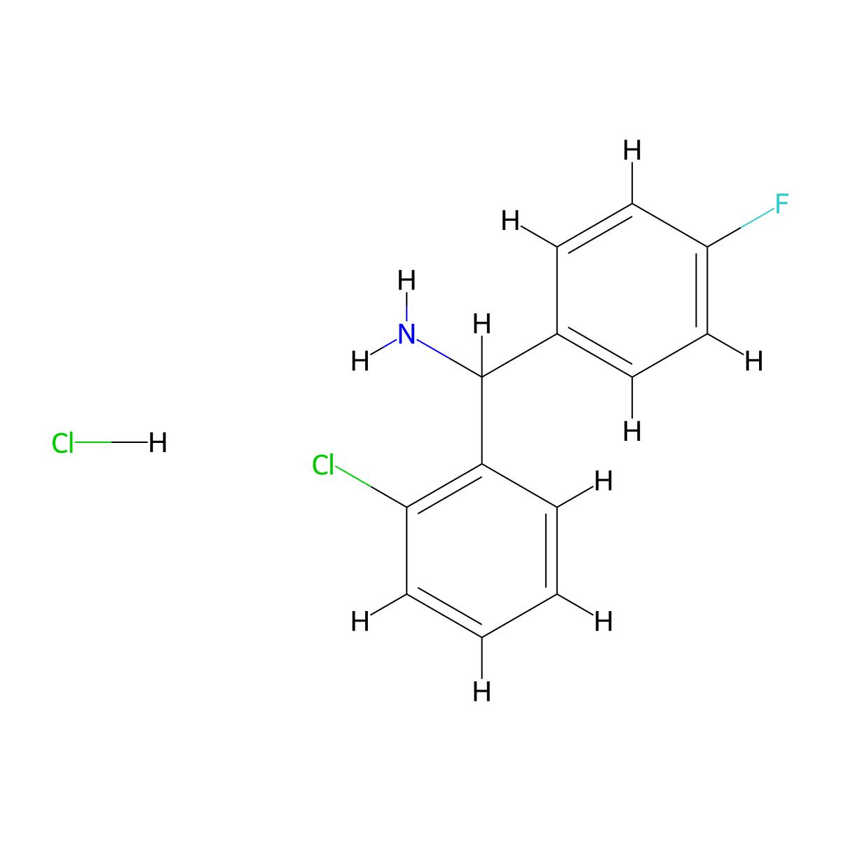 (2-Chlorophenyl)(4-fluorophenyl)methanamine hydrochloride molecular structure, CAS 154233-41-7