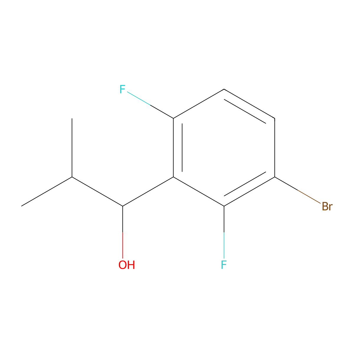 1-(3-Bromo-2,6-difluorophenyl)-2-methylpropan-1-ol molecular structure, CAS 1542333-99-2