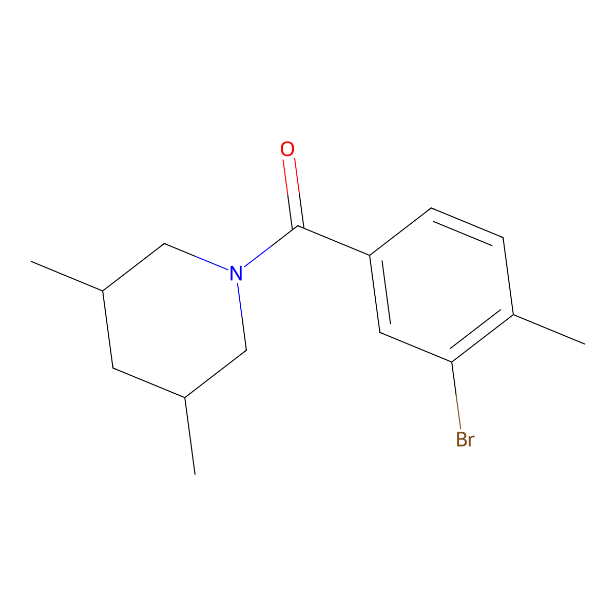 (3-Bromo-4-methylphenyl)(3,5-dimethyl-1-piperidinyl)methanone molecular structure, CAS 1542334-87-1