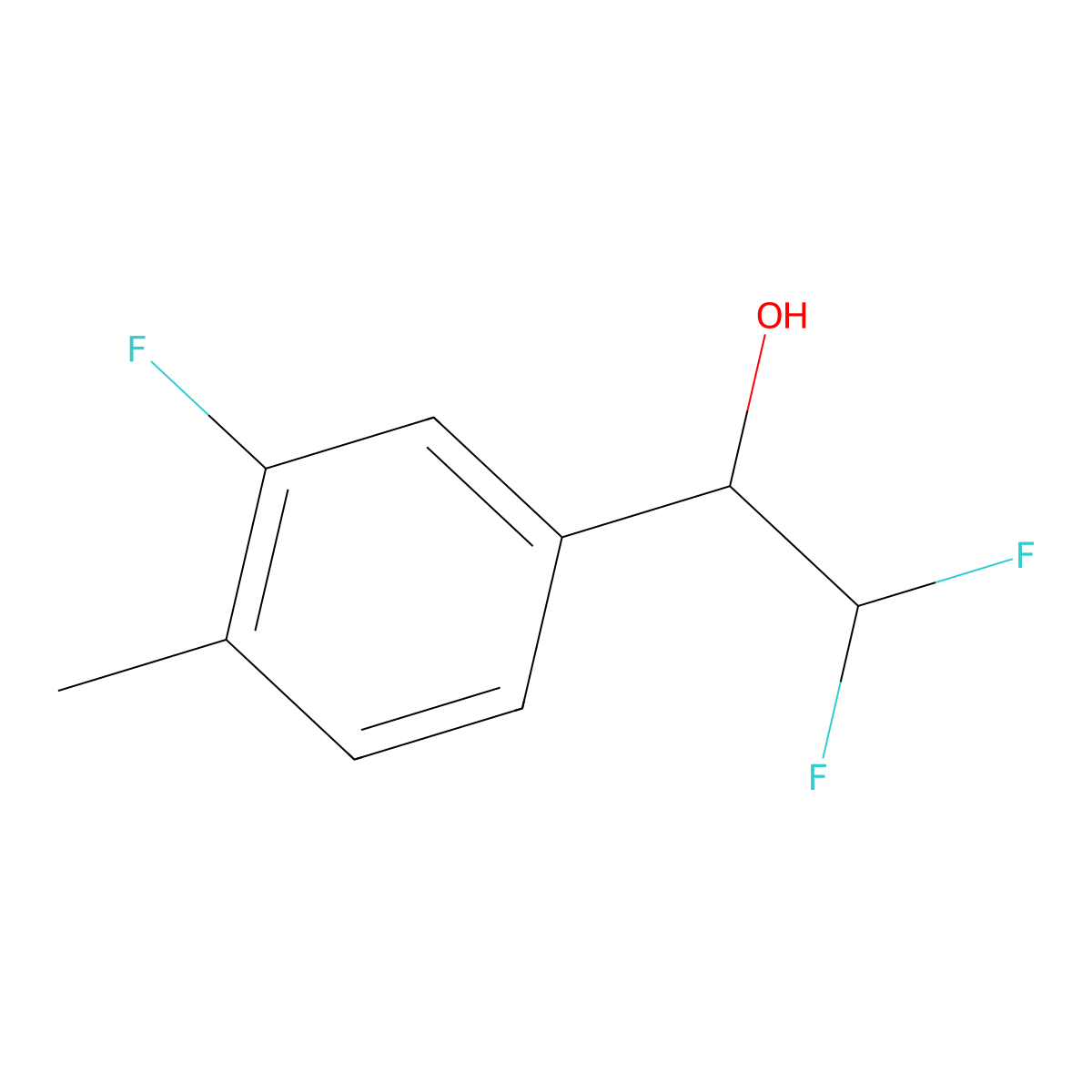 2,2-Difluoro-1-(3-fluoro-4-methylphenyl)ethan-1-ol molecular structure, CAS 1542341-58-1