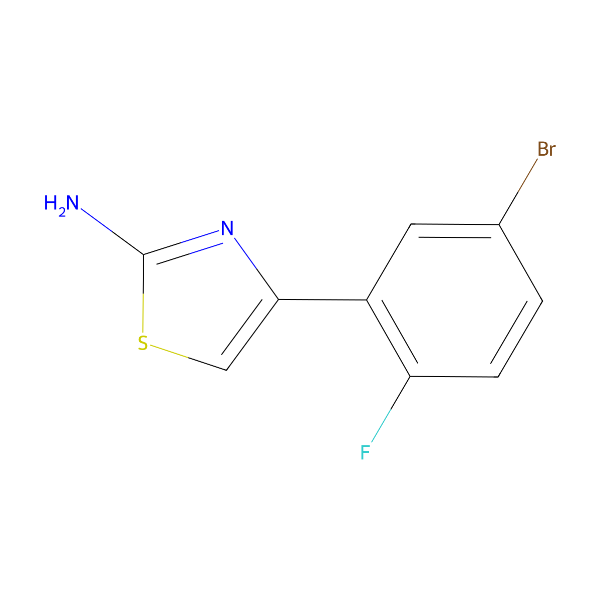 4-(5-Bromo-2-fluorophenyl)-1,3-thiazol-2-amine molecular structure, CAS 1542351-90-5