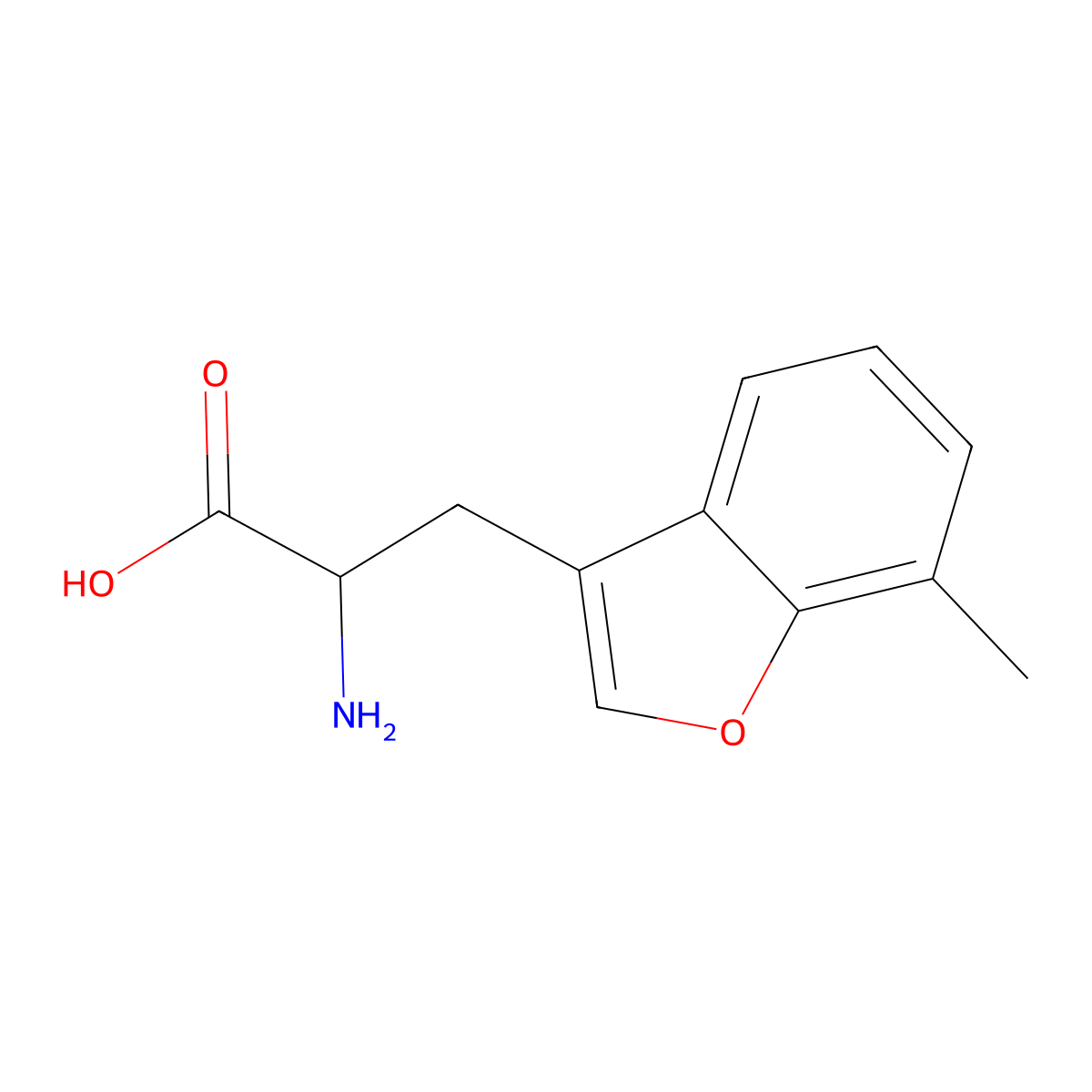 2-Amino-3-(7-methyl-1-benzofuran-3-yl)propanoic acid molecular structure, CAS 1542371-76-5