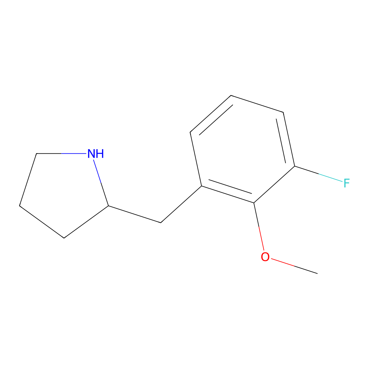 2-[(3-Fluoro-2-methoxyphenyl)methyl]pyrrolidine molecular structure, CAS 1542373-80-7