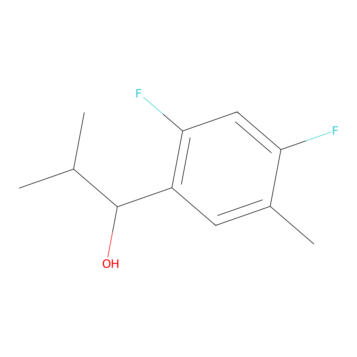 2,4-Difluoro-5-methyl-alpha-(1-methylethyl)benZenemethanol molecular structure, CAS 1542428-49-8