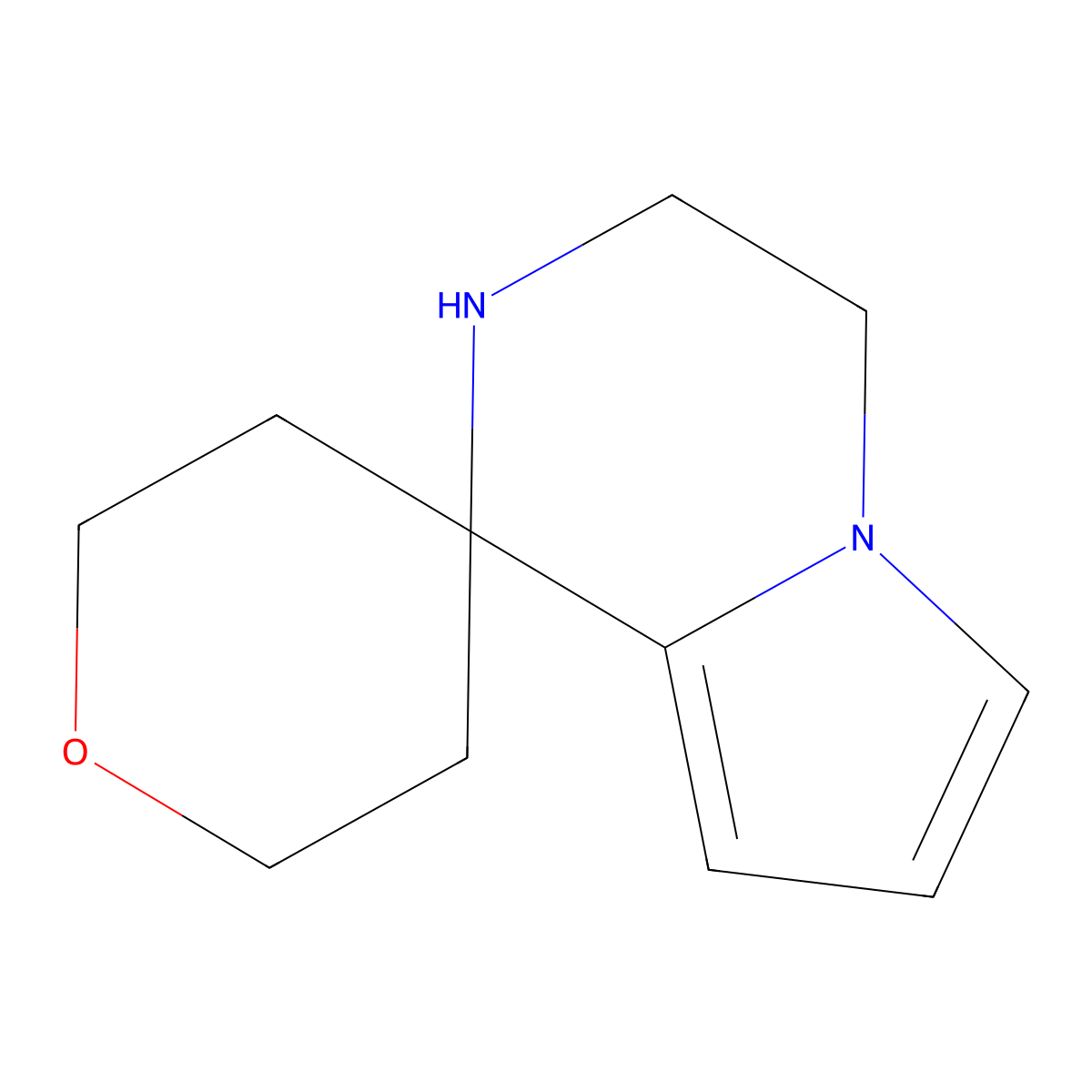 3',4'-dihydro-2'H-spiro[oxane-4,1'-pyrrolo[1,2-a]pyrazine] molecular structure, CAS 1542441-75-7