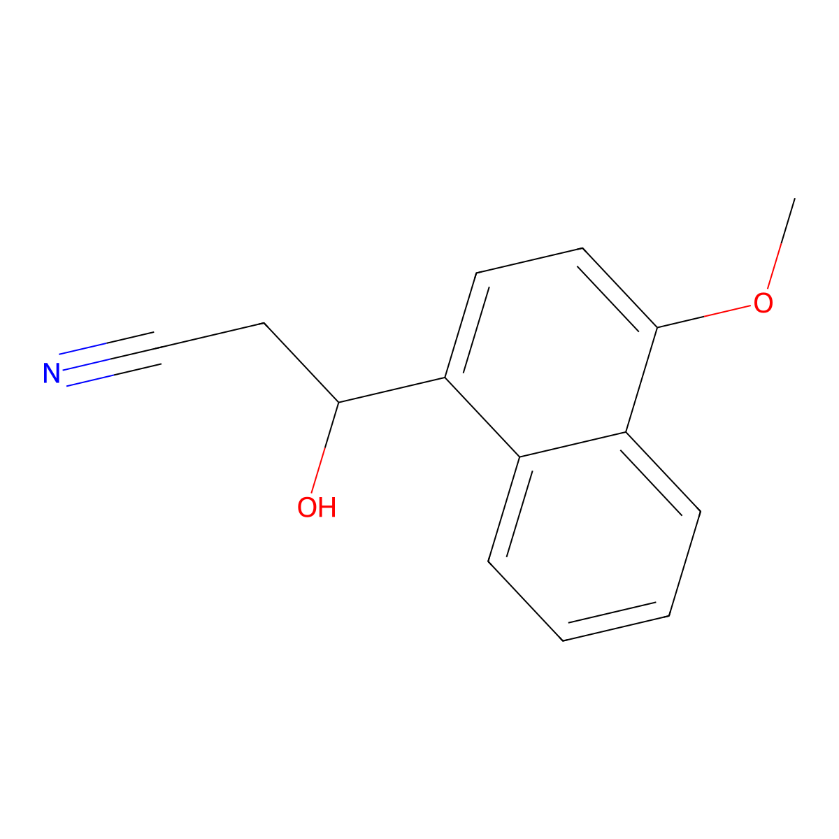 3-Hydroxy-3-(4-methoxynaphthalen-1-yl)propanenitrile molecular structure, CAS 1542445-44-2