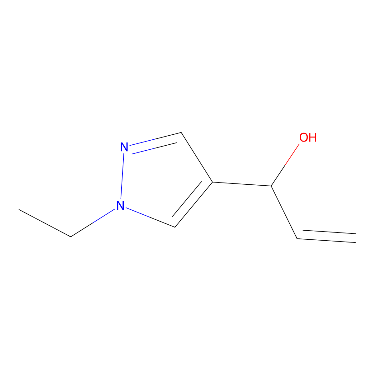 1-(1-ethyl-1H-pyrazol-4-yl)prop-2-en-1-ol molecular structure, CAS 1542458-98-9