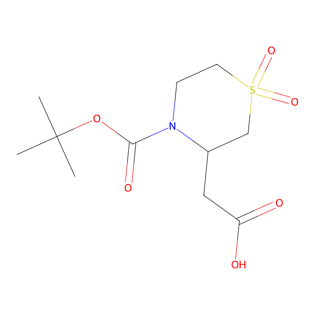 2-{4-[(Tert-butoxy)carbonyl]-1,1-dioxo-1lambda6-thiomorpholin-3-yl}acetic acid molecular structure, CAS 1542480-23-8