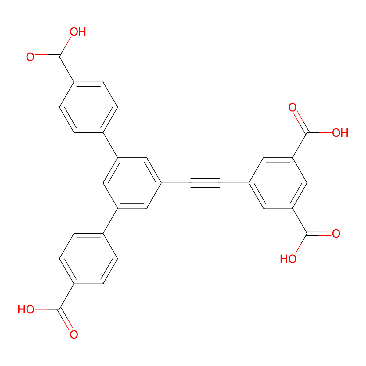 5'-((3,5-Dicarboxyphenyl)ethynyl)-[1,1':3',1''-terphenyl]-4,4''-dicarboxylic acid molecular structure, CAS 1542480-30-7