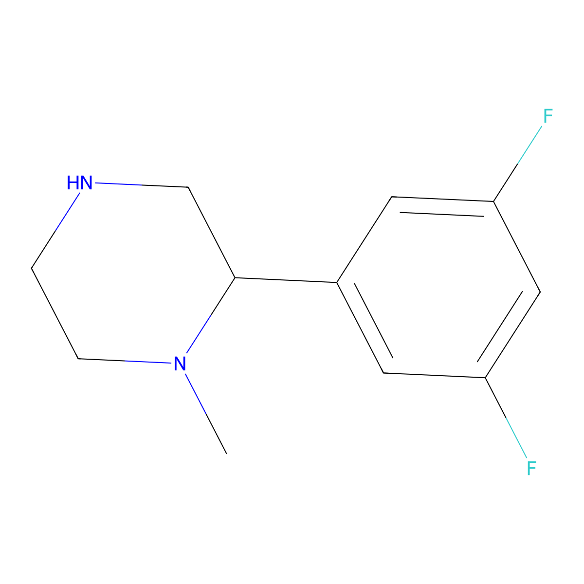 2-(3,5-Difluorophenyl)-1-methylpiperazine molecular structure, CAS 1542501-96-1