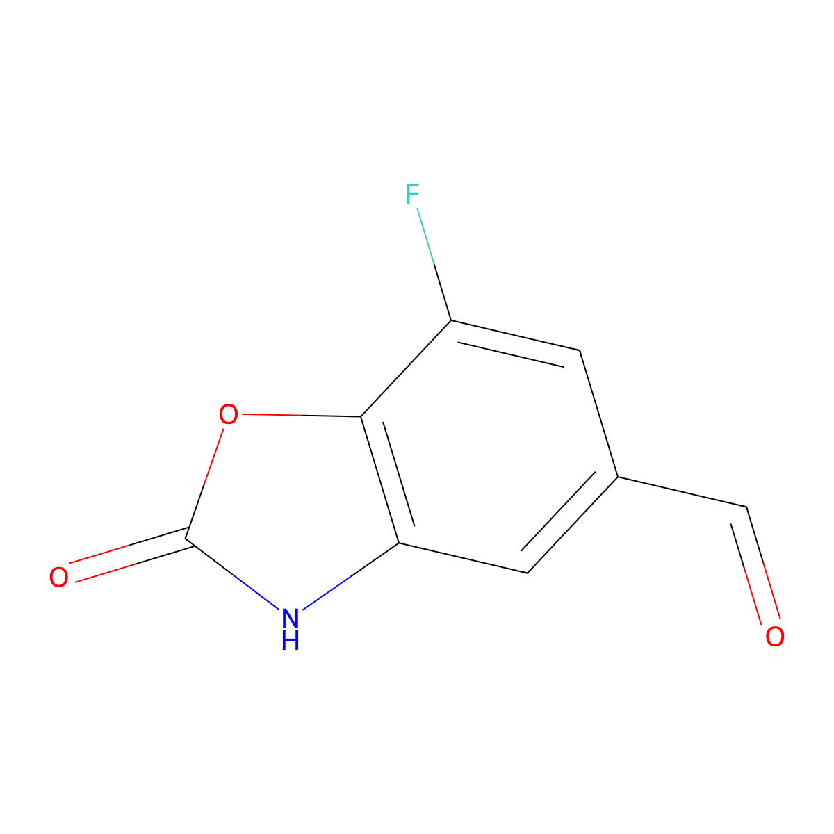 7-Fluoro-2-oxo-3H-1,3-benzoxazole-5-carbaldehyde molecular structure, CAS 1542506-41-1