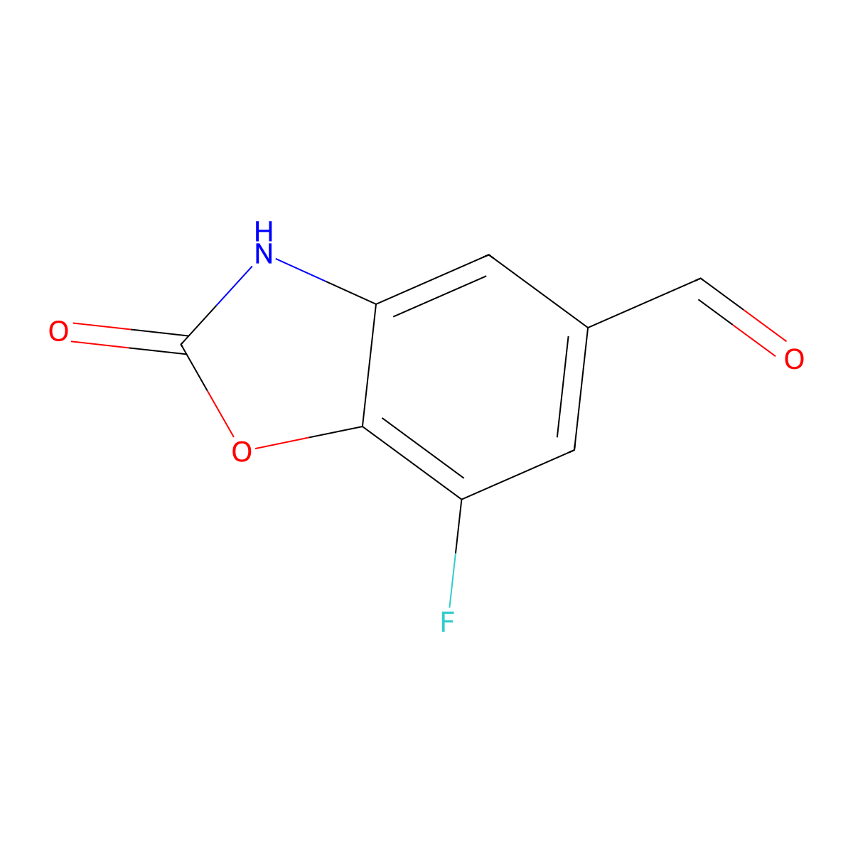 7-Fluoro-2-oxo-3H-1,3-benzoxazole-5-carbaldehyde molecular structure, CAS 1542506-41-1