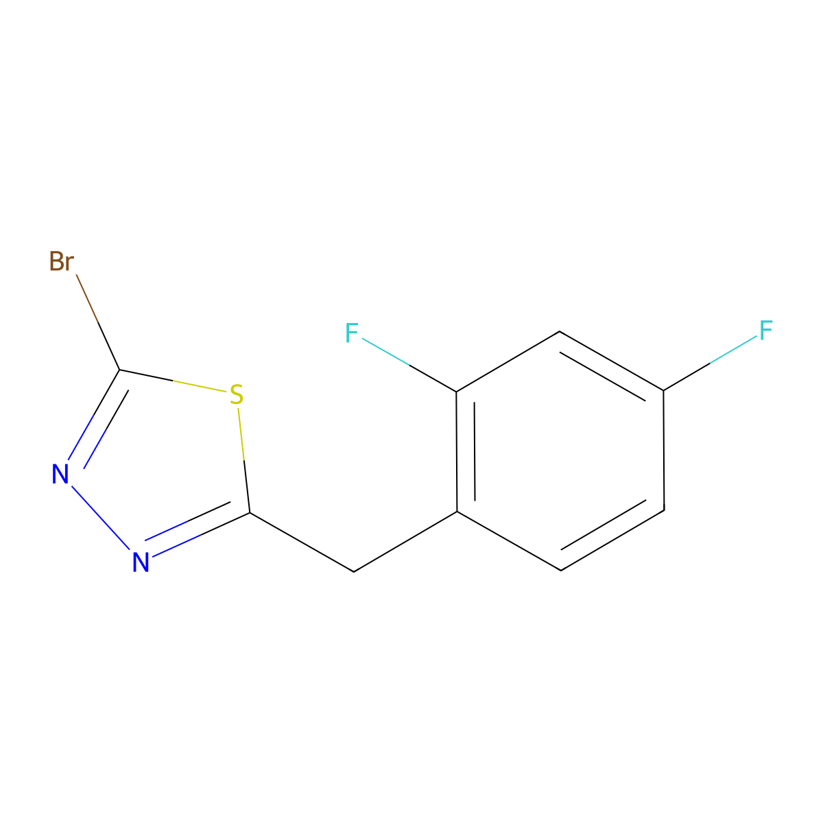 5-Bromo-2-[(2,4-difluorophenyl)methyl]-1,3,4-thiadiazole molecular structure, CAS 1542516-22-2