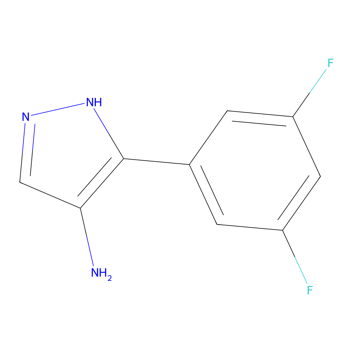 5-(3,5-difluorophenyl)-1H-pyrazol-4-amine molecular structure, CAS 1542520-92-2