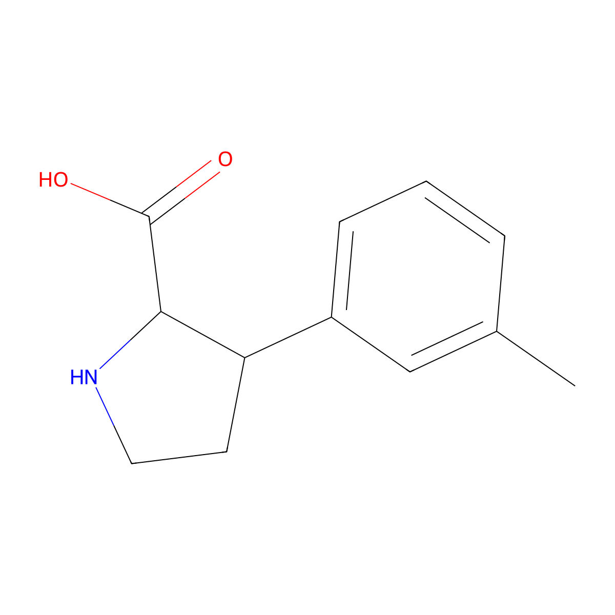 3-(3-Methylphenyl)pyrrolidine-2-carboxylic acid molecular structure, CAS 1542525-95-0