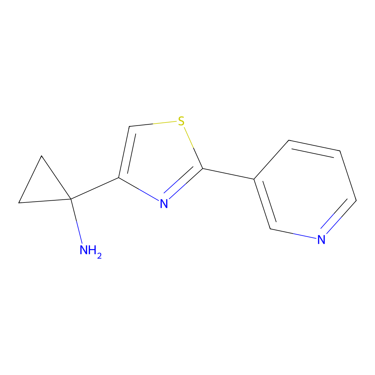 1-[2-(Pyridin-3-yl)-1,3-thiazol-4-yl]cyclopropan-1-amine molecular structure, CAS 1542536-26-4