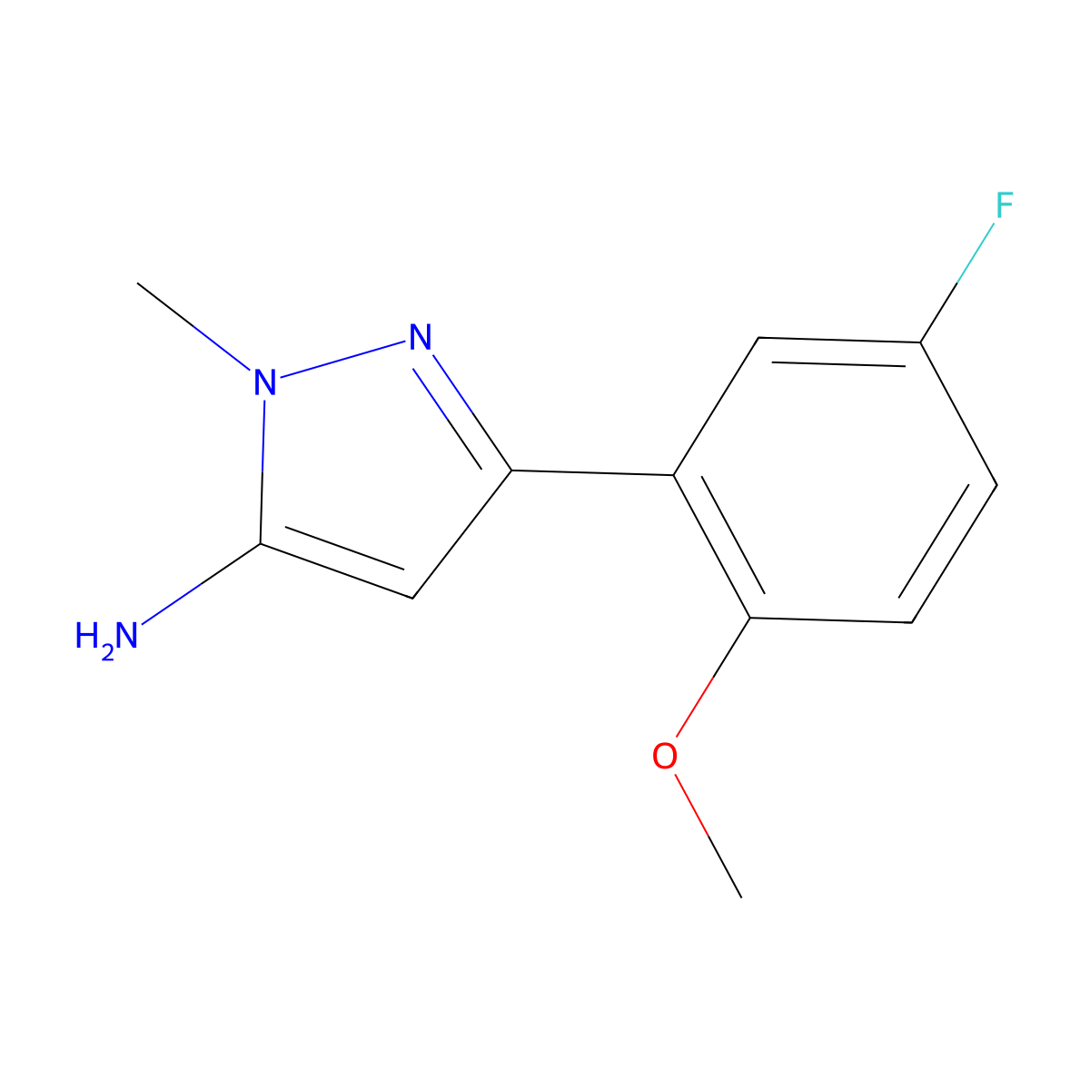 3-(5-Fluoro-2-methoxyphenyl)-1-methyl-1h-pyrazol-5-amine molecular structure, CAS 1542541-75-2