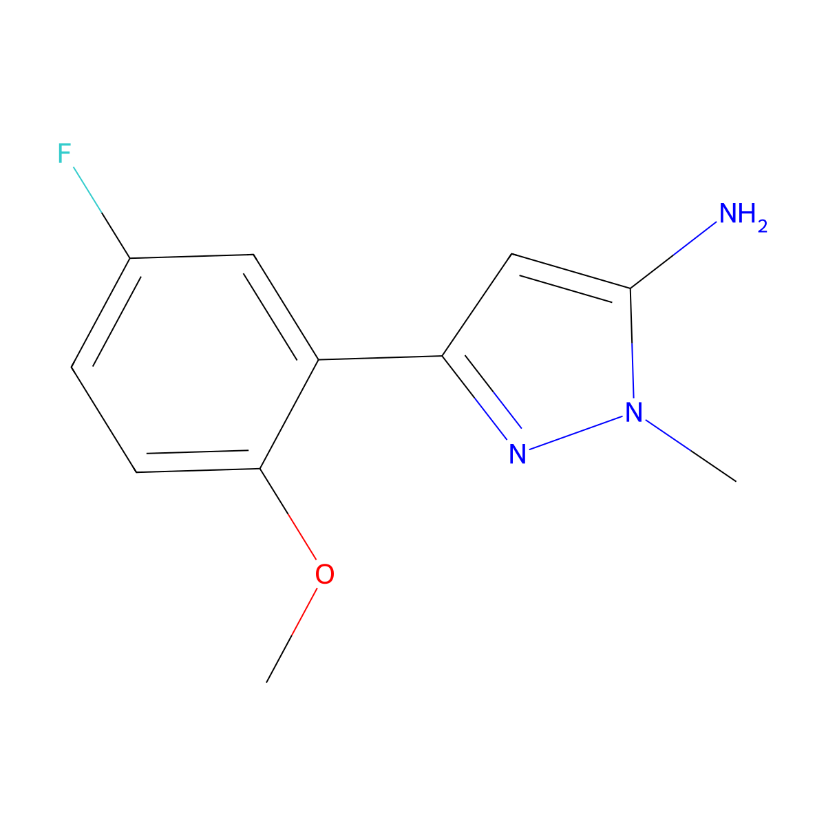 3-(5-Fluoro-2-methoxyphenyl)-1-methyl-1h-pyrazol-5-amine molecular structure, CAS 1542541-75-2