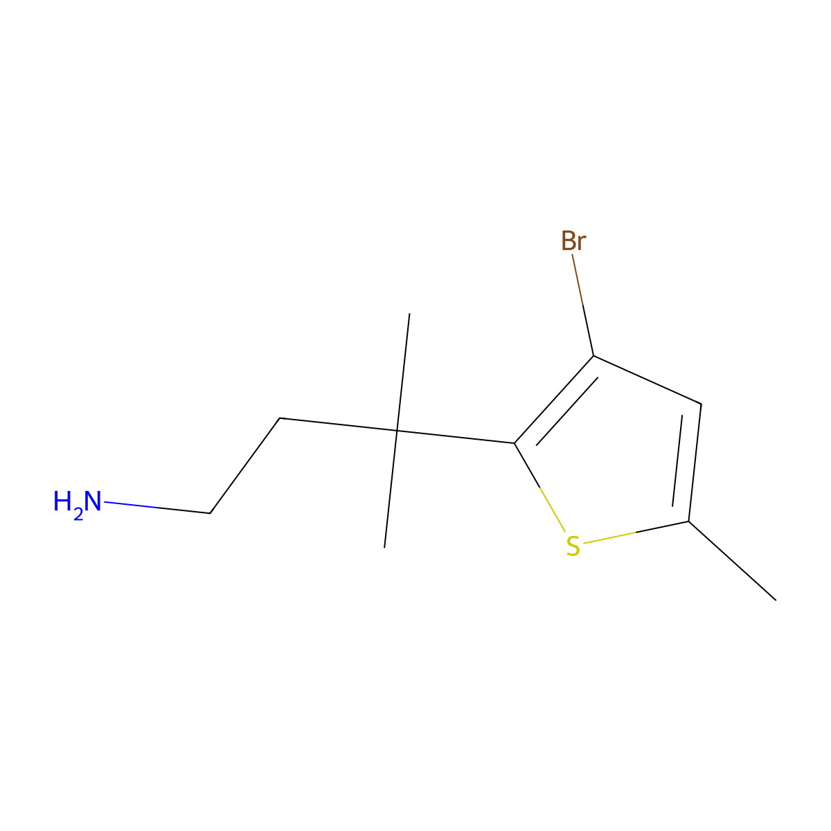 3-(3-Bromo-5-methylthiophen-2-yl)-3-methylbutan-1-amine molecular structure, CAS 1542556-57-9