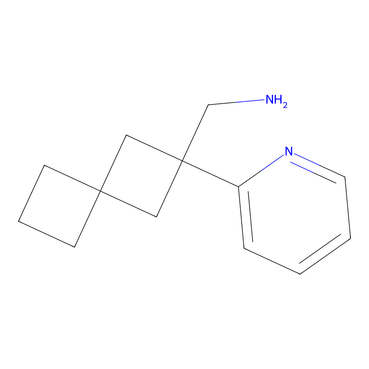 [2-(Pyridin-2-yl)spiro[3.3]heptan-2-yl]methanamine molecular structure, CAS 1542558-35-9