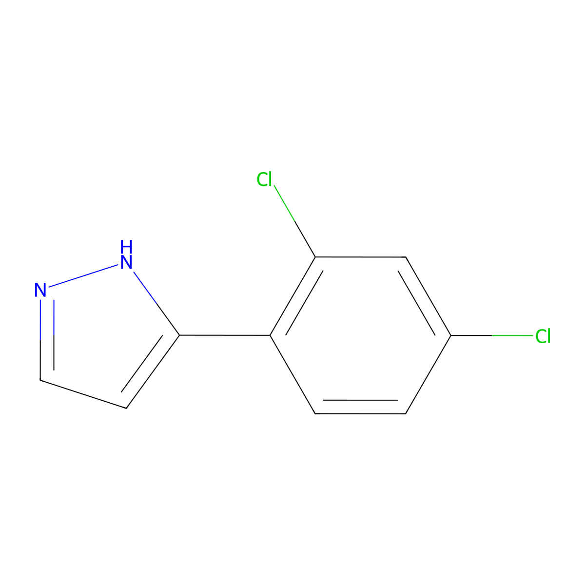 3-(2,4-Dichlorophenyl)-1H-pyrazole molecular structure, CAS 154257-67-7