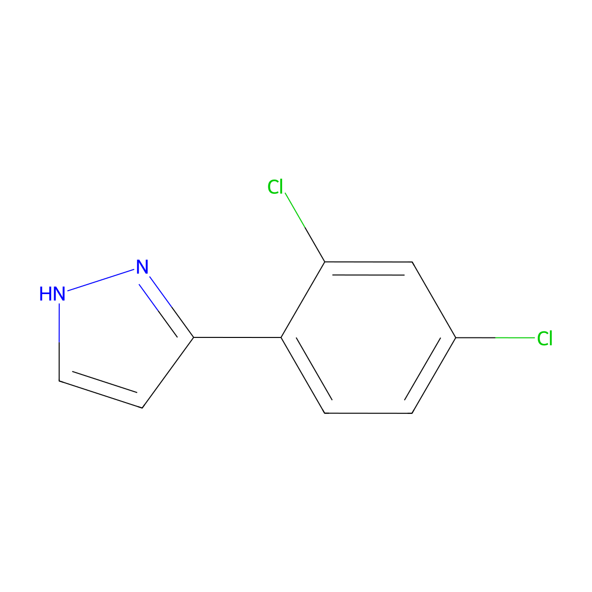 3-(2,4-Dichlorophenyl)-1H-pyrazole molecular structure, CAS 154257-67-7