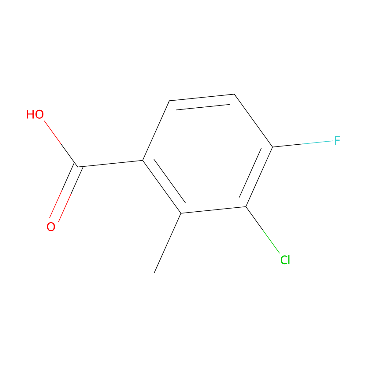 3-Chloro-4-fluoro-2-methylbenzoic acid molecular structure, CAS 154257-77-9