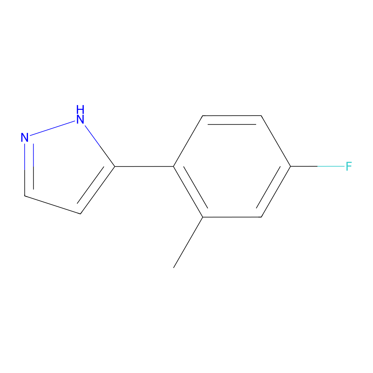 3-(4-fluoro-2-methylphenyl)-1H-pyrazole molecular structure, CAS 154258-71-6
