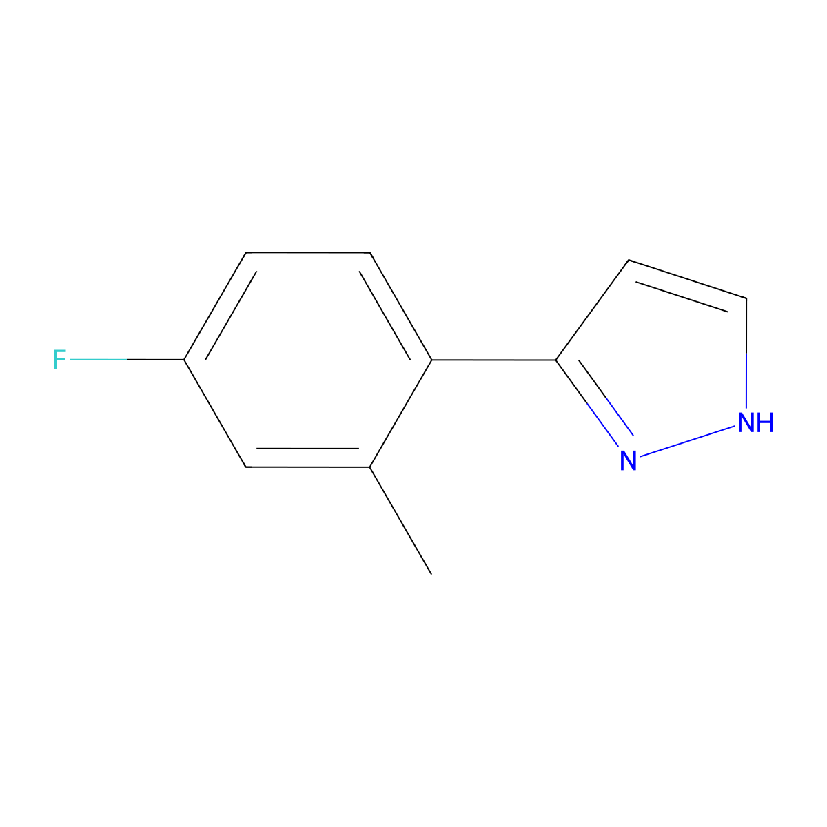 3-(4-fluoro-2-methylphenyl)-1H-pyrazole molecular structure, CAS 154258-71-6