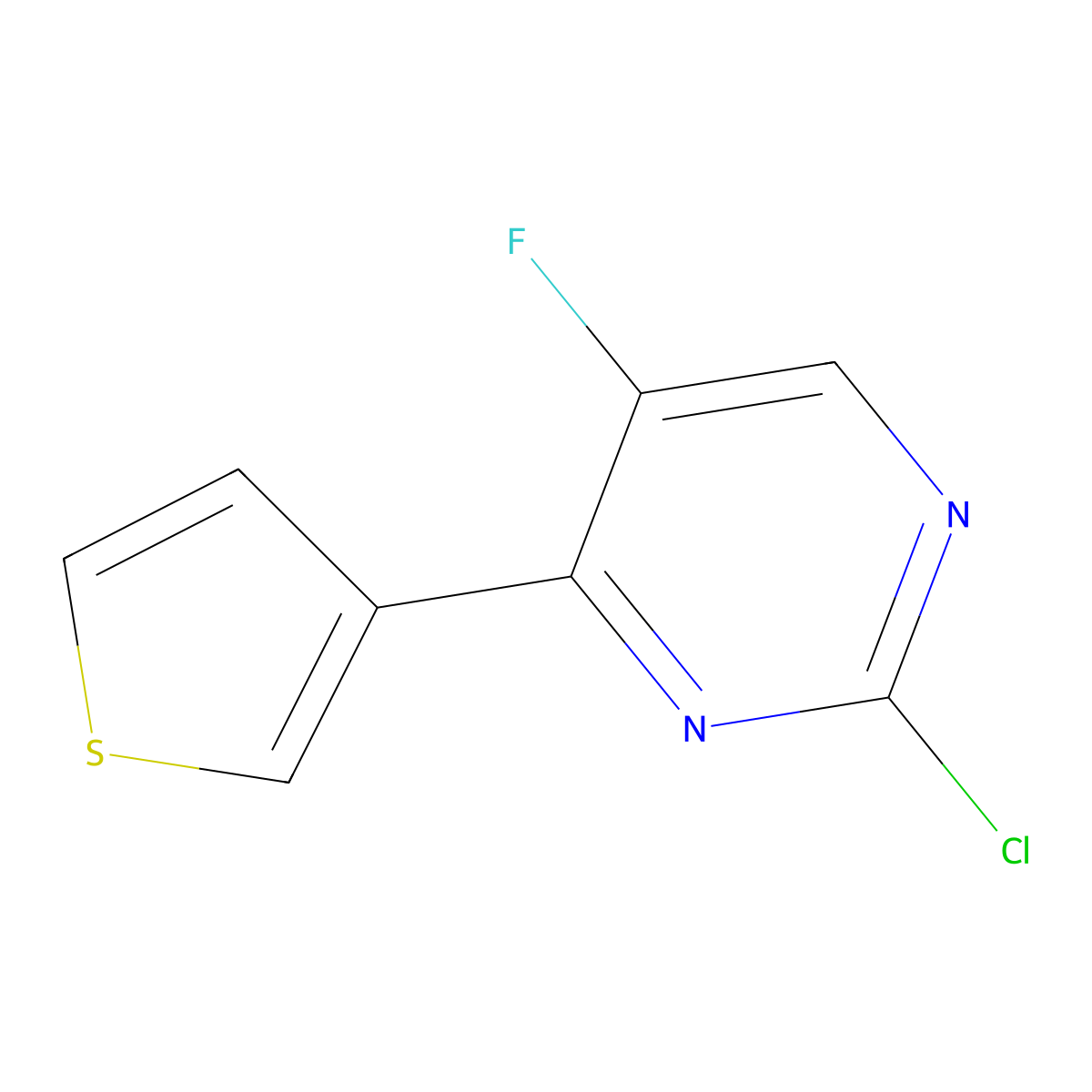 2-Chloro-5-fluoro-4-(thiophen-3-yl)pyrimidine molecular structure, CAS 1542581-57-6