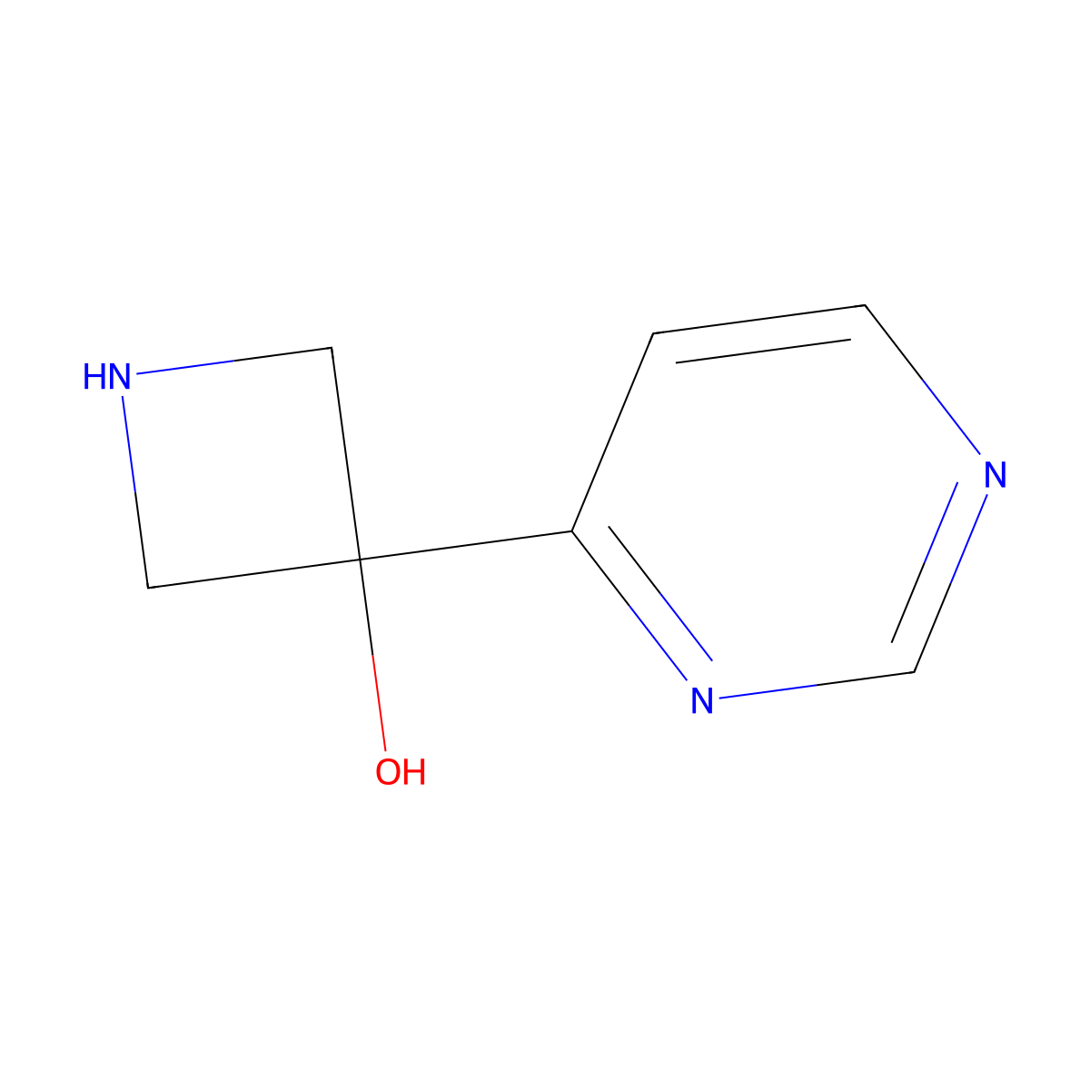 3-(Pyrimidin-4-yl)azetidin-3-ol molecular structure, CAS 1542591-82-1