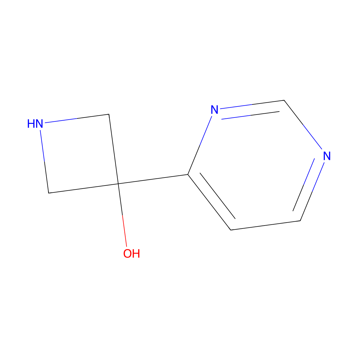 3-(Pyrimidin-4-yl)azetidin-3-ol molecular structure, CAS 1542591-82-1