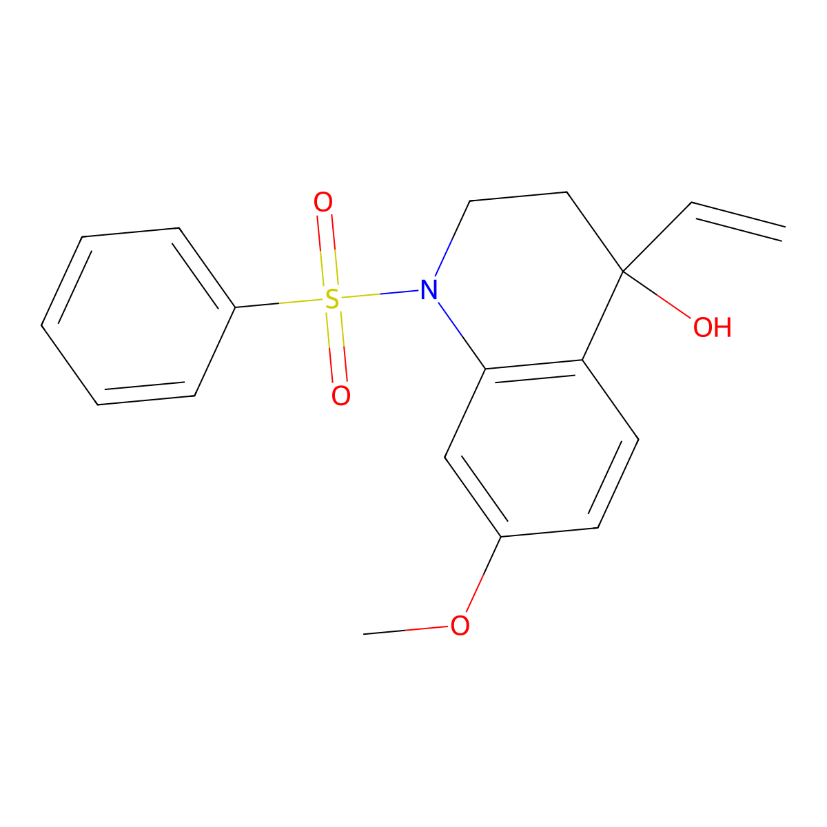 7-Methoxy-1-(phenylsulfonyl)-4-vinyl-1,2,3,4-tetrahydro-4-quinolinol molecular structure, CAS 15426-39-8