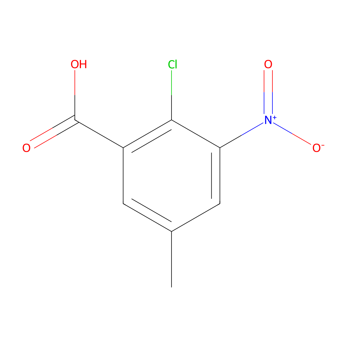 2-Chloro-5-methyl-3-nitrobenzoic acid molecular structure, CAS 154260-39-6
