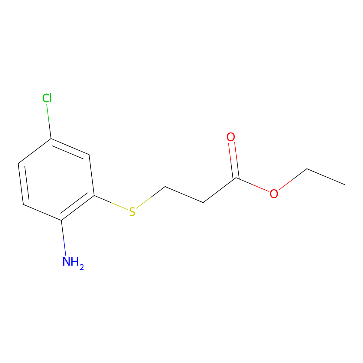 Ethyl 3-[(2-amino-5-chlorophenyl)sulfanyl]propanoate molecular structure, CAS 1542616-96-5
