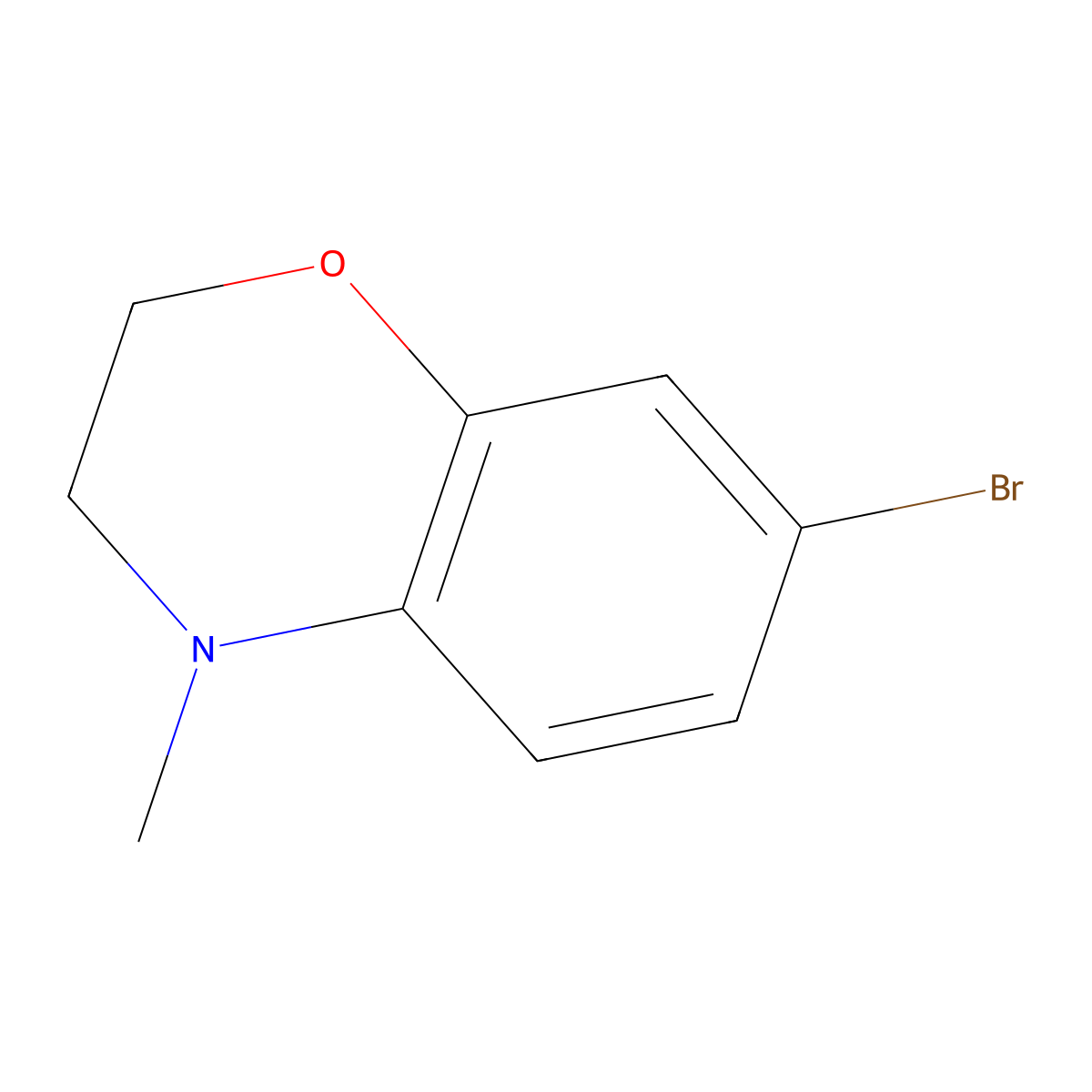 7-Bromo-3,4-dihydro-4-methyl-2H-1,4-benzoxazine molecular structure, CAS 154264-95-6