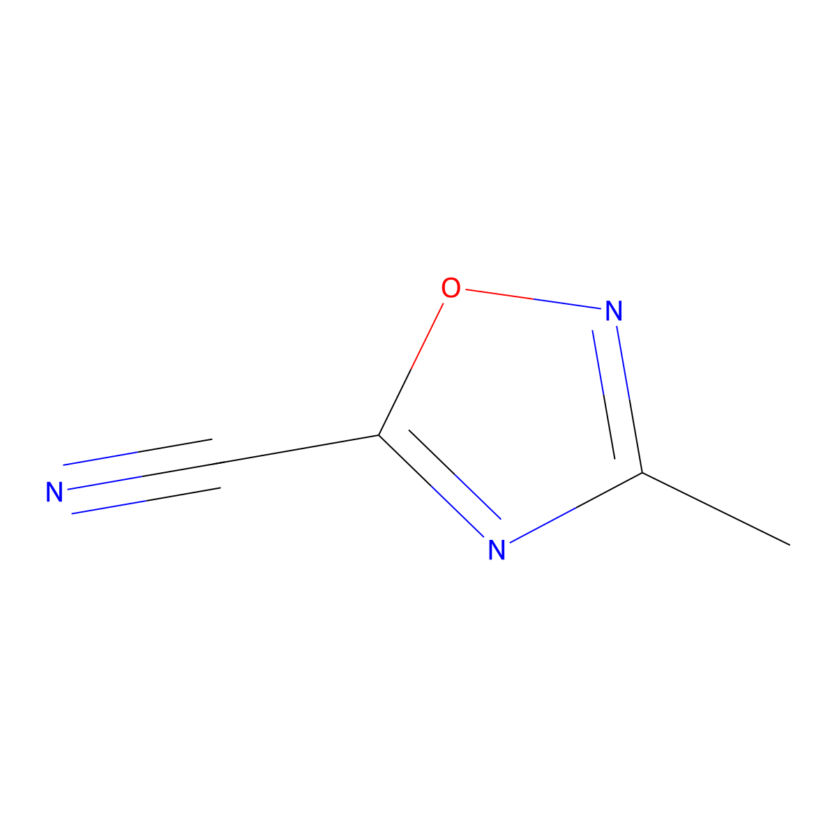 3-Methyl-1,2,4-oxadiazole-5-carbonitrile molecular structure, CAS 1542656-03-0
