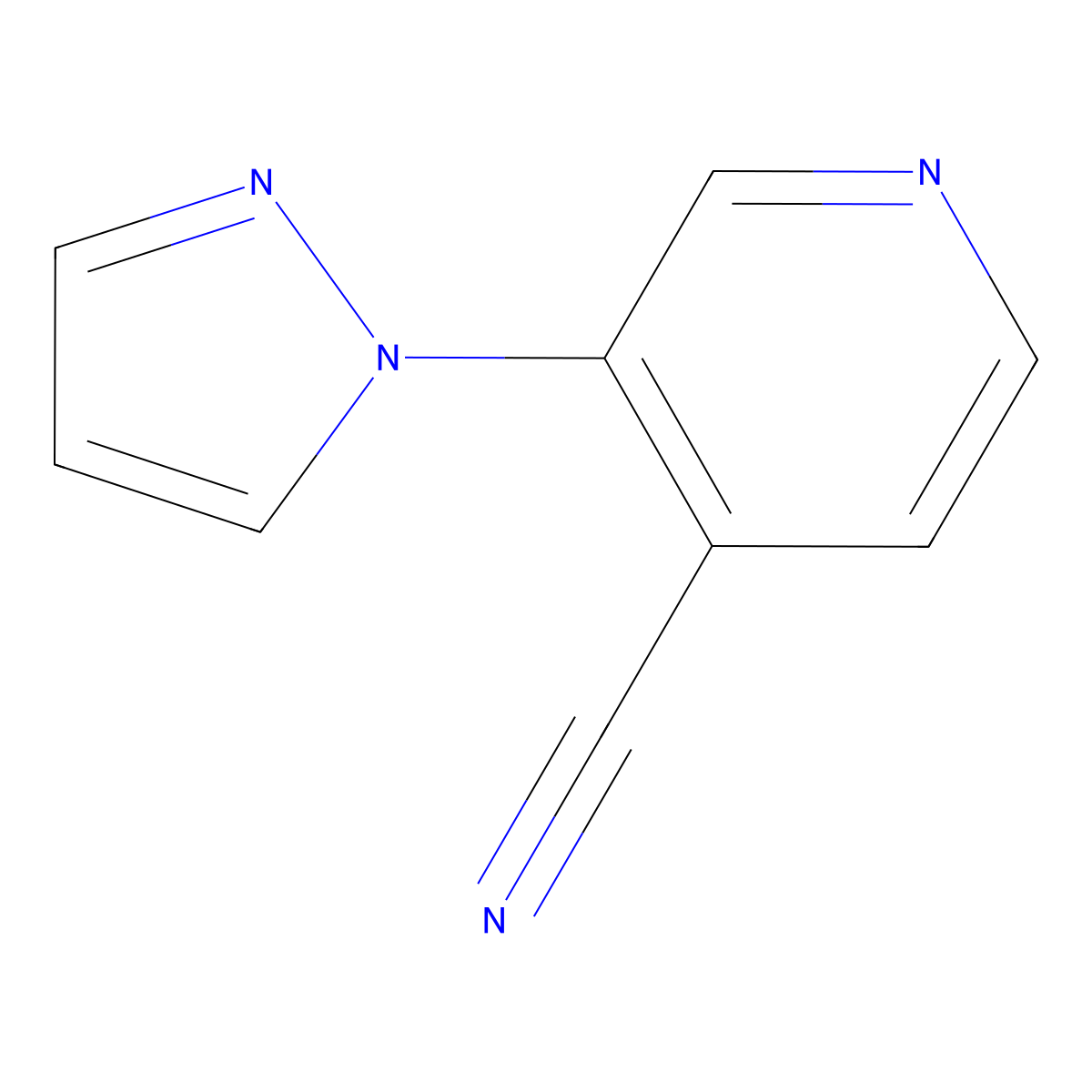 3-(1H-Pyrazol-1-YL)pyridine-4-carbonitrile molecular structure, CAS 1542682-85-8