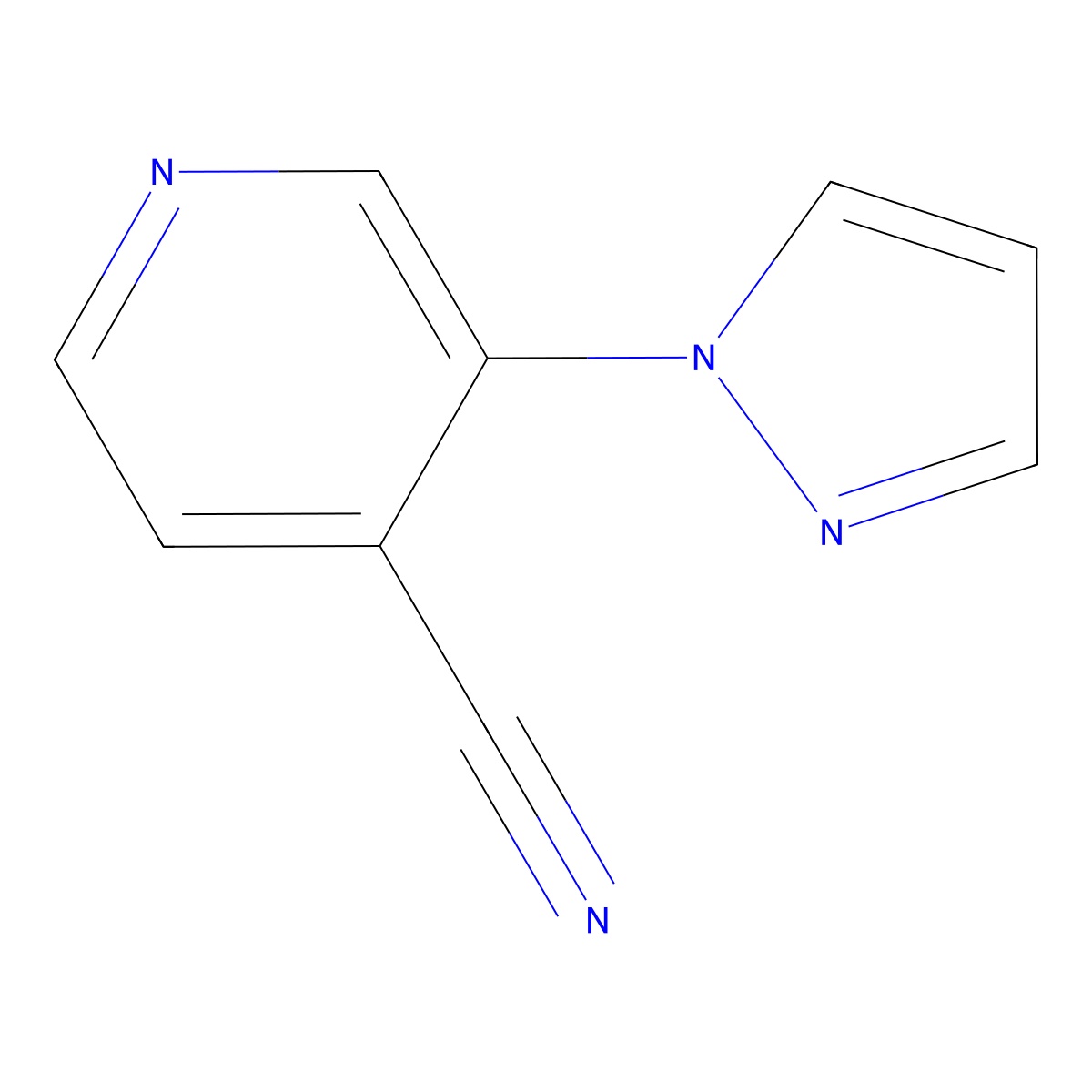 3-(1H-Pyrazol-1-YL)pyridine-4-carbonitrile molecular structure, CAS 1542682-85-8