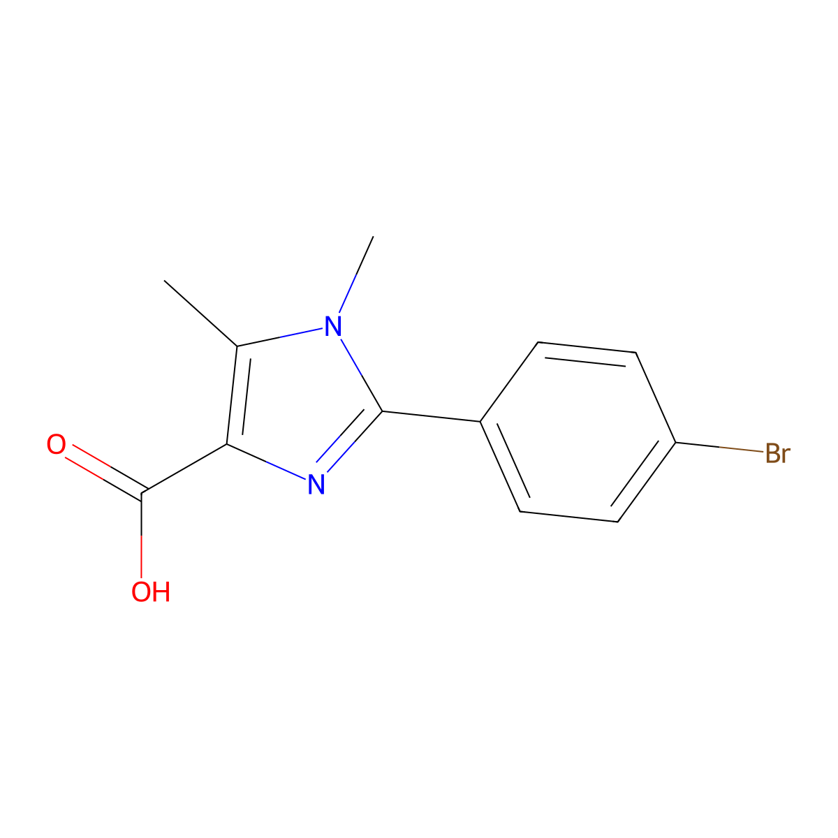 2-(4-Bromo-phenyl)-1,5-dimethyl-1H-imidazole-4-carboxylic acid molecular structure, CAS 1542683-21-5