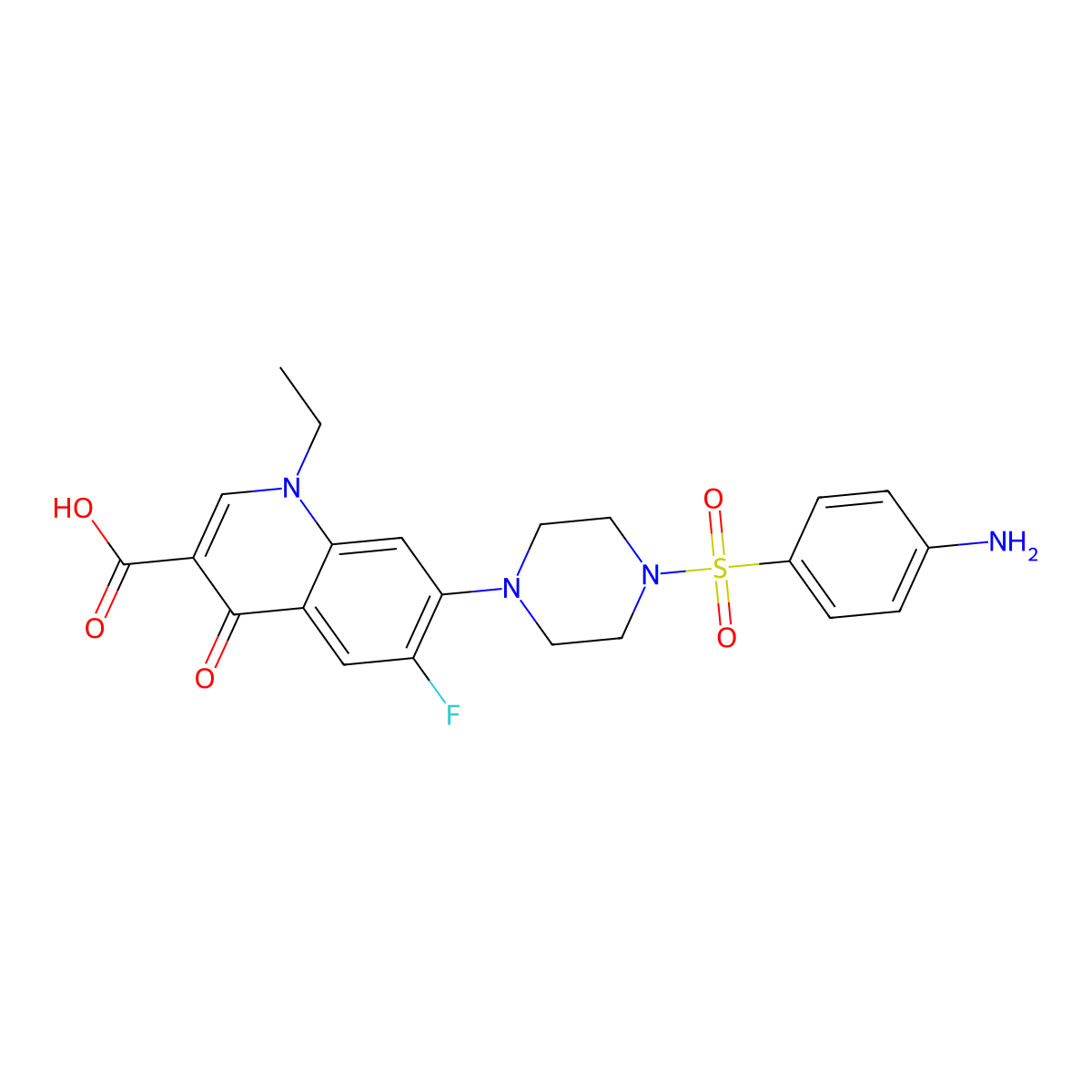 7-[4-(4-Aminophenyl)sulfonylpiperazin-1-yl]-1-ethyl-6-fluoro-4-oxoquinoline-3-carboxylic acid molecular structure, CAS 154269-13-3