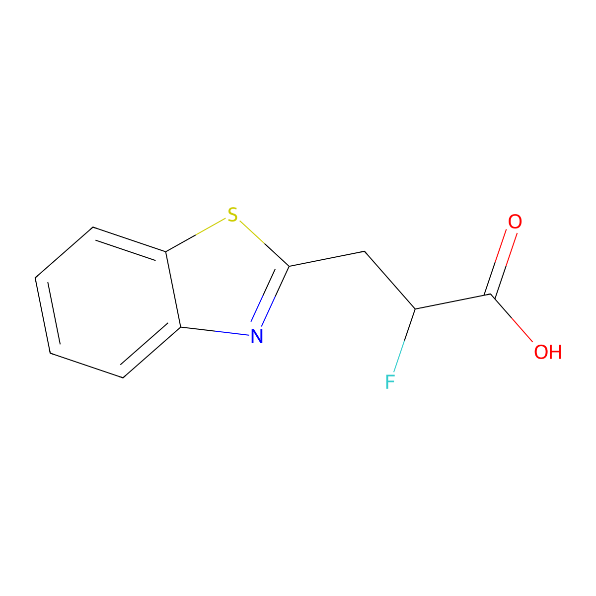 3-(1,3-Benzothiazol-2-yl)-2-fluoropropanoic acid molecular structure, CAS 1542698-58-7