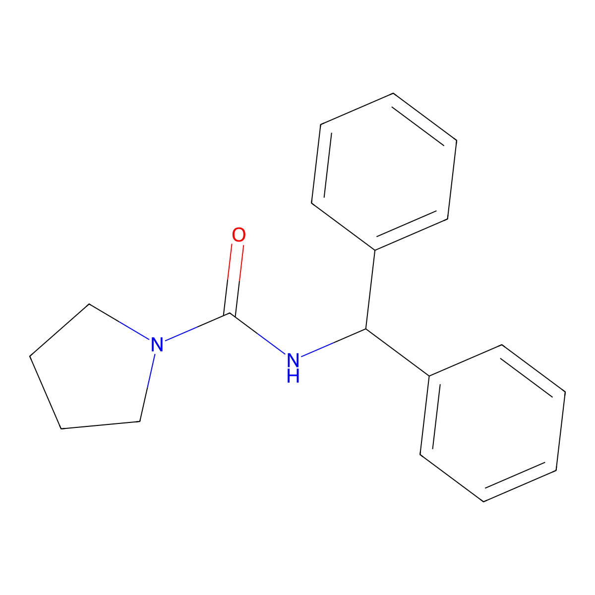 N-benzhydrylpyrrolidine-1-carboxamide molecular structure, CAS 15427-65-3