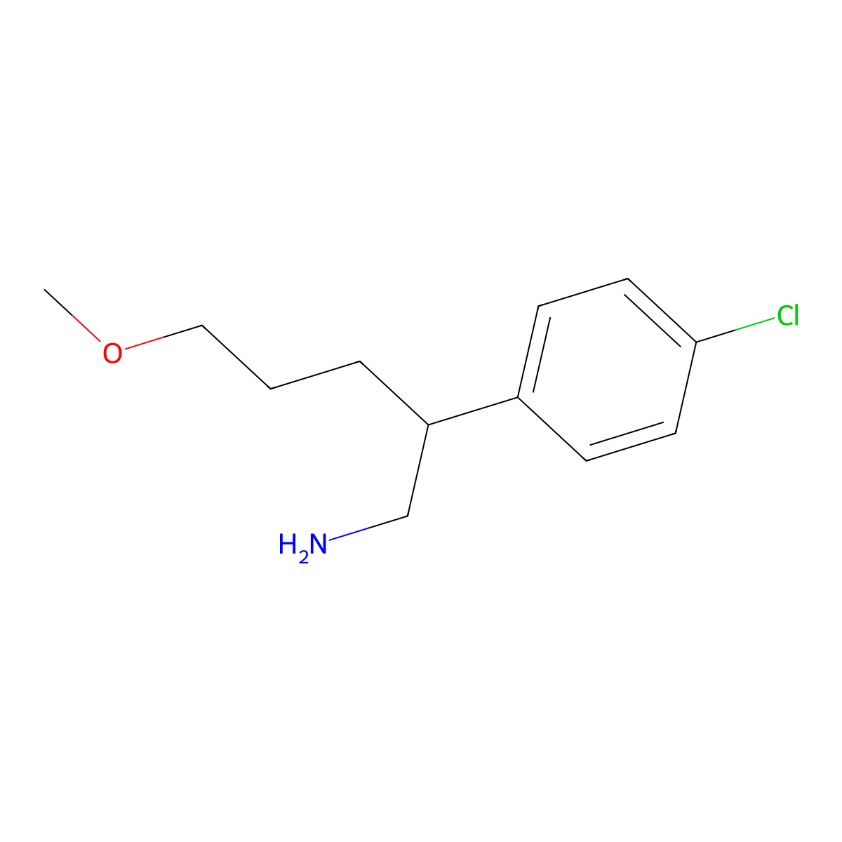2-(4-Chlorophenyl)-5-methoxypentan-1-amine molecular structure, CAS 1542705-17-8
