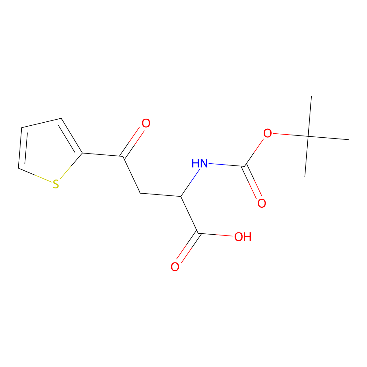 2-(((Tert-butoxy)carbonyl)amino)-4-oxo-4-(thiophen-2-yl)butanoic acid molecular structure, CAS 1542710-62-2