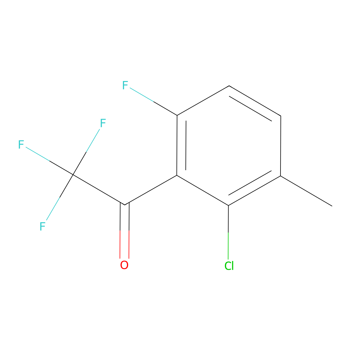 1-(2-Chloro-6-fluoro-3-methylphenyl)-2,2,2-trifluoroethanone molecular structure, CAS 1542722-29-1