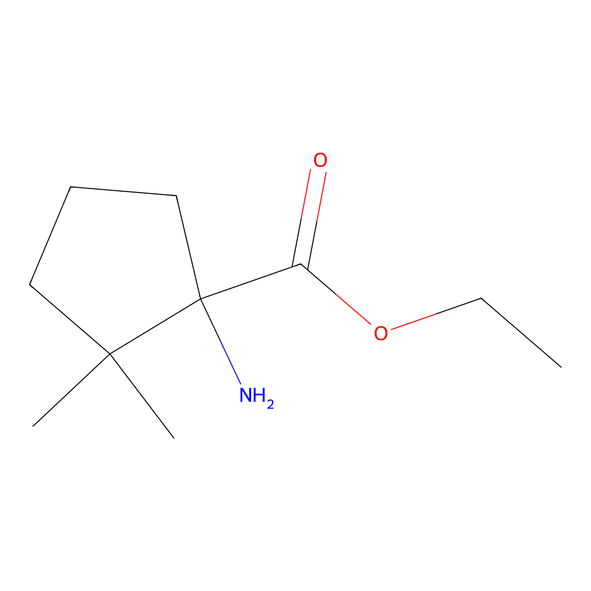 Ethyl 1-amino-2,2-dimethylcyclopentane-1-carboxylate molecular structure, CAS 1542727-86-5