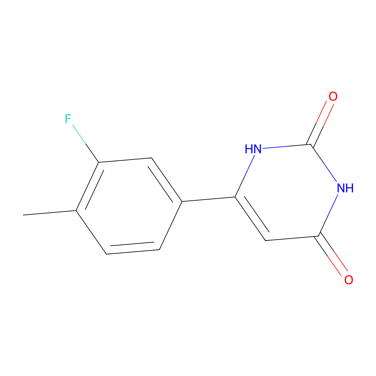 6-(3-fluoro-4-methylphenyl)pyrimidine-2,4(1H,3H)-dione molecular structure, CAS 1542731-09-8